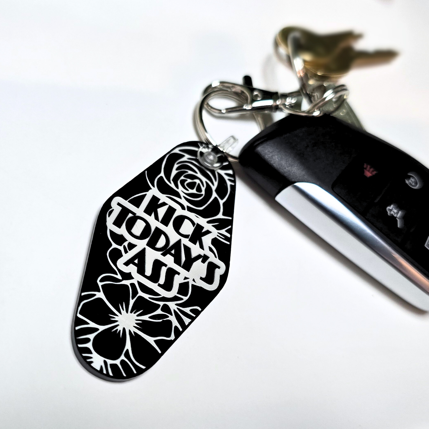 Kick Today's Ass - Floral Acrylic Keychain