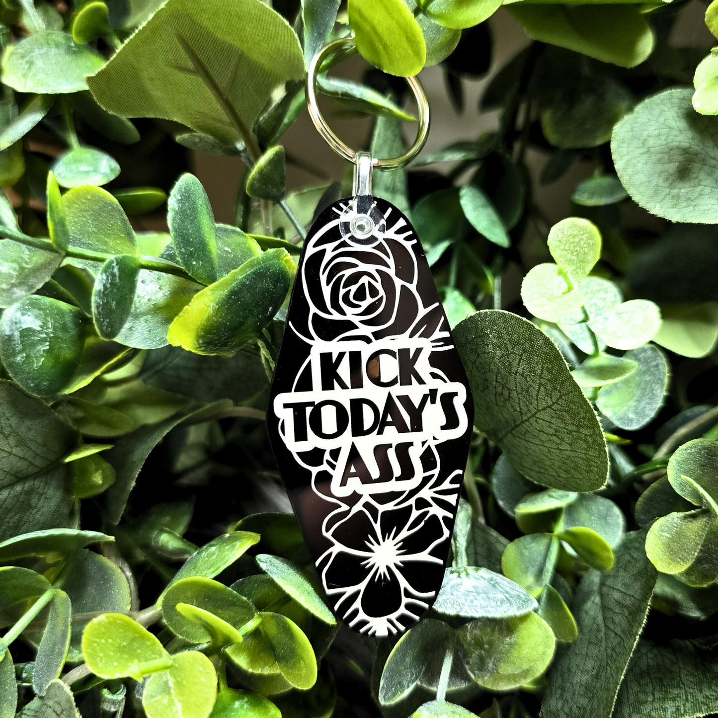 Kick Today's Ass - Floral Acrylic Keychain