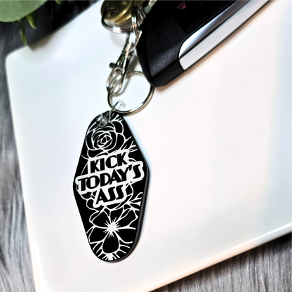 Kick Today's Ass - Floral Acrylic Keychain