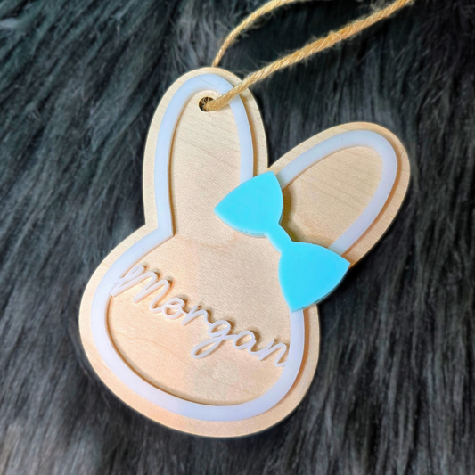 Custom Name Bunny Face Basket Tags