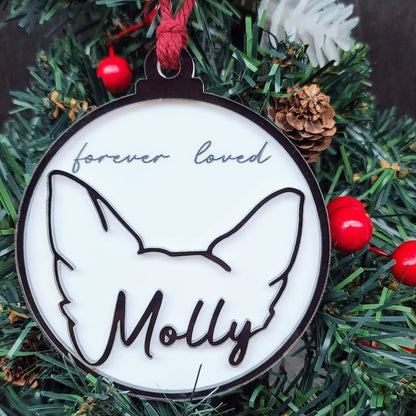 PAWS Custom Pet Ears Christmas Ornament