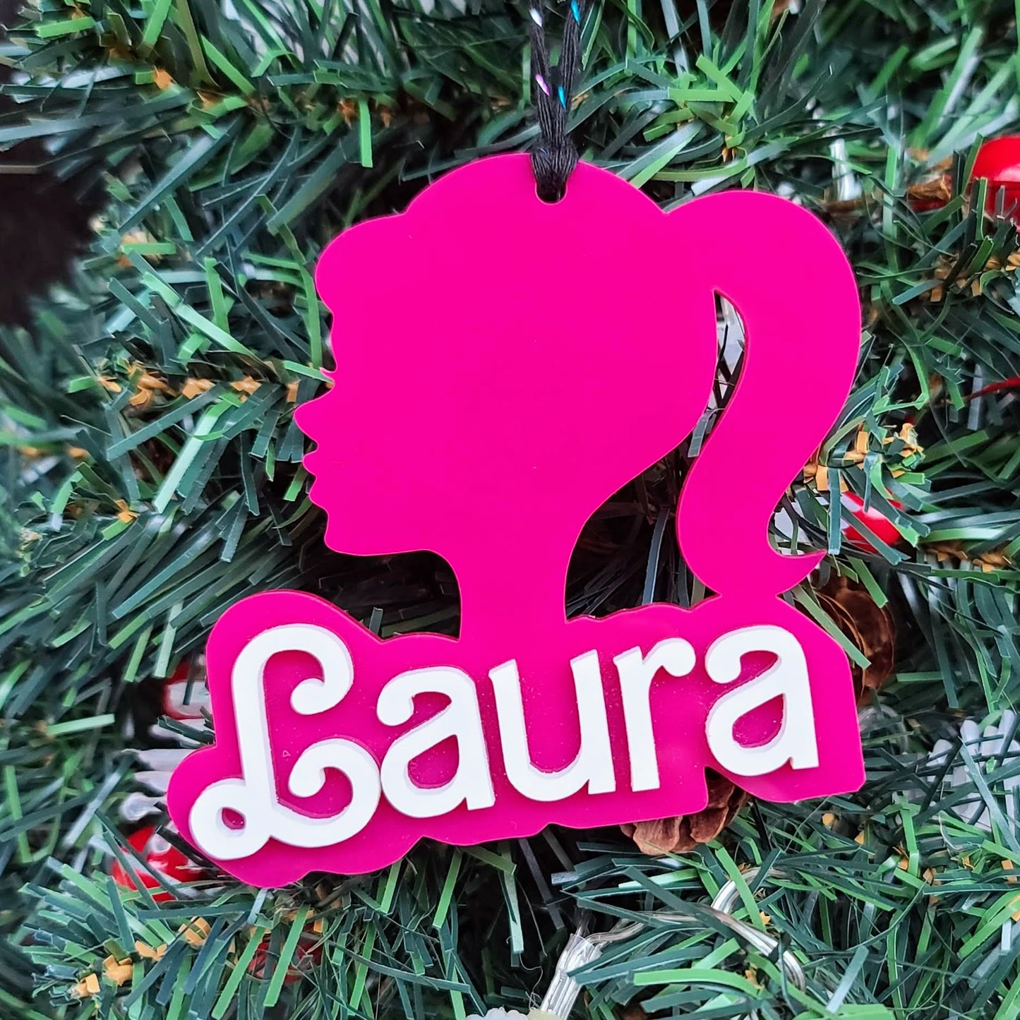 Barbie Inspired Custom Name Ornament