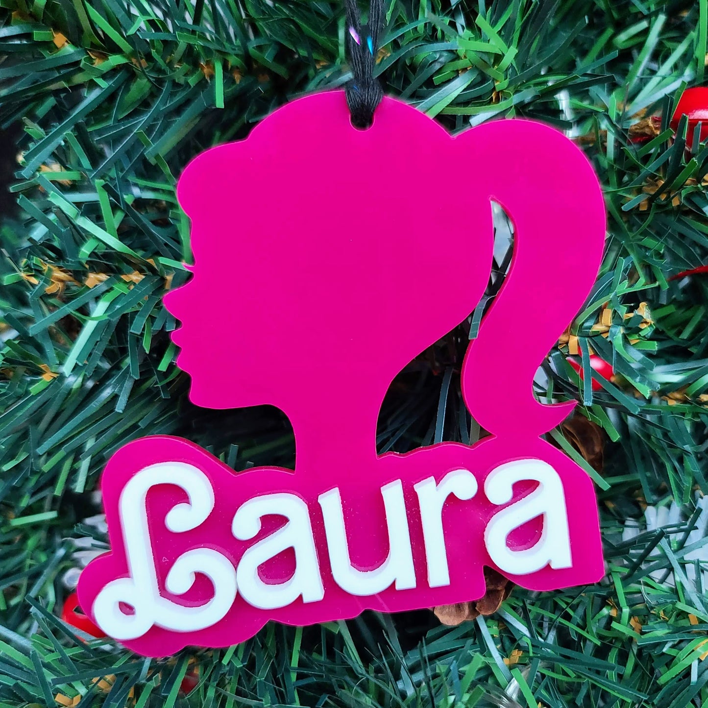 Barbie Inspired Custom Name Ornament