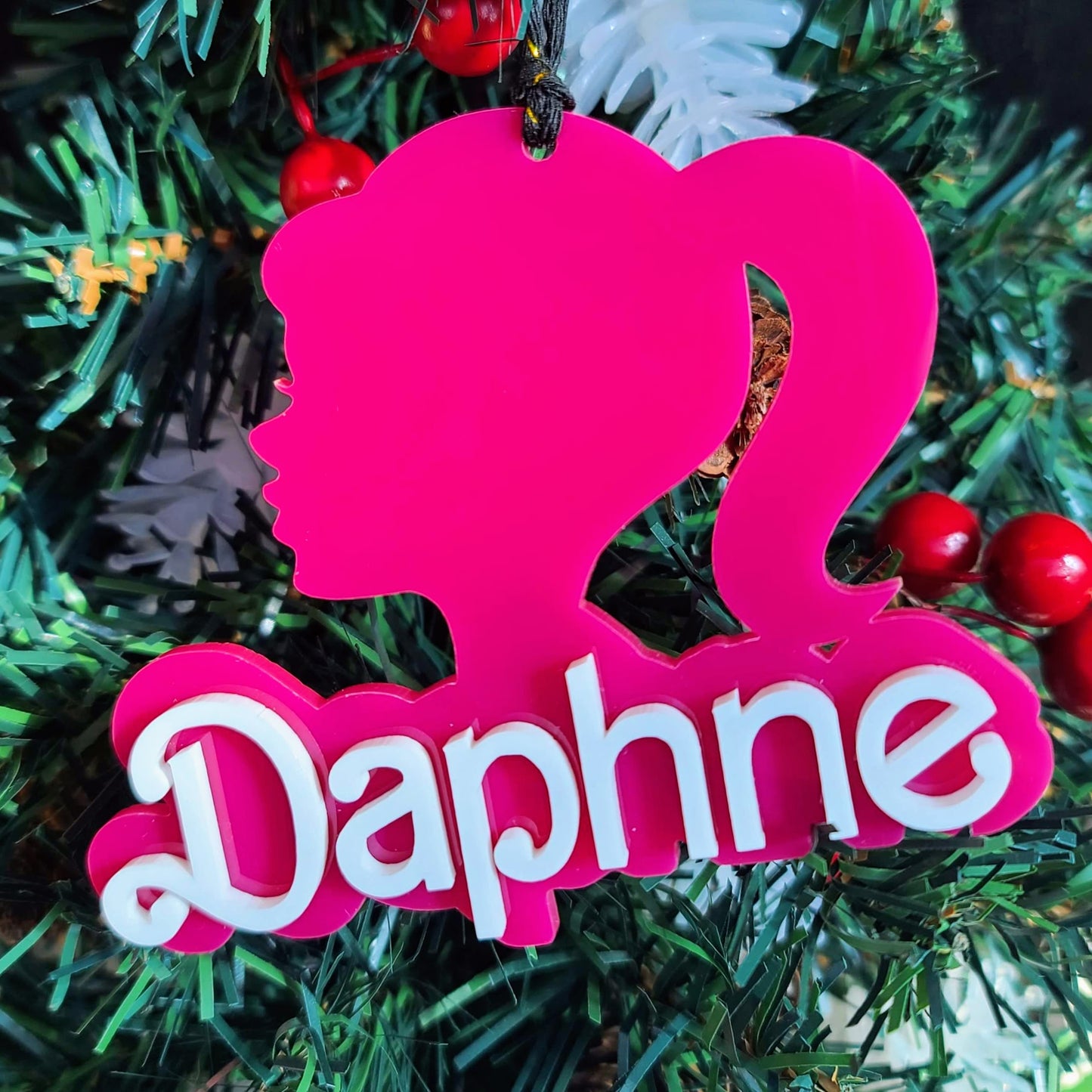 Barbie Inspired Custom Name Ornament