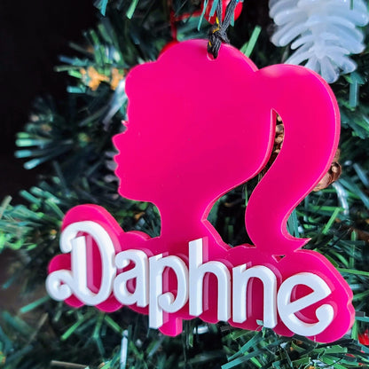 Barbie Inspired Custom Name Ornament