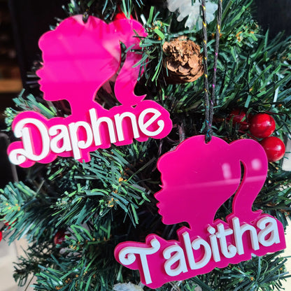 Barbie Inspired Custom Name Ornament