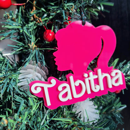 Barbie Inspired Custom Name Ornament