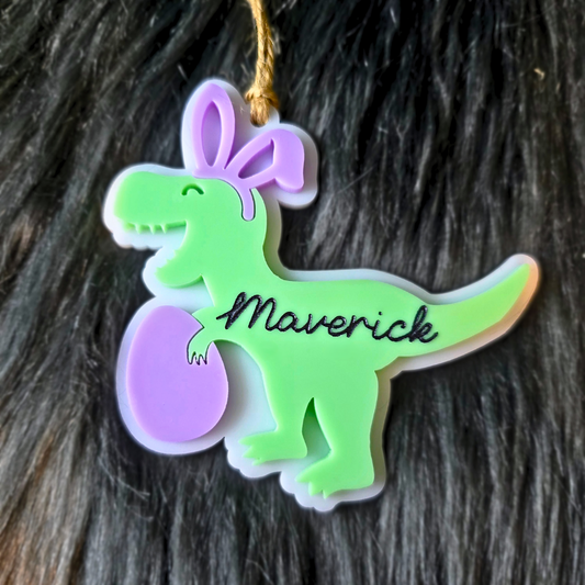 Custom Name Dinosaur Easter Basket Tags