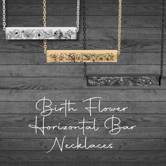 Birth Flower Necklace - 4 Sided Horizontal Bar Necklace