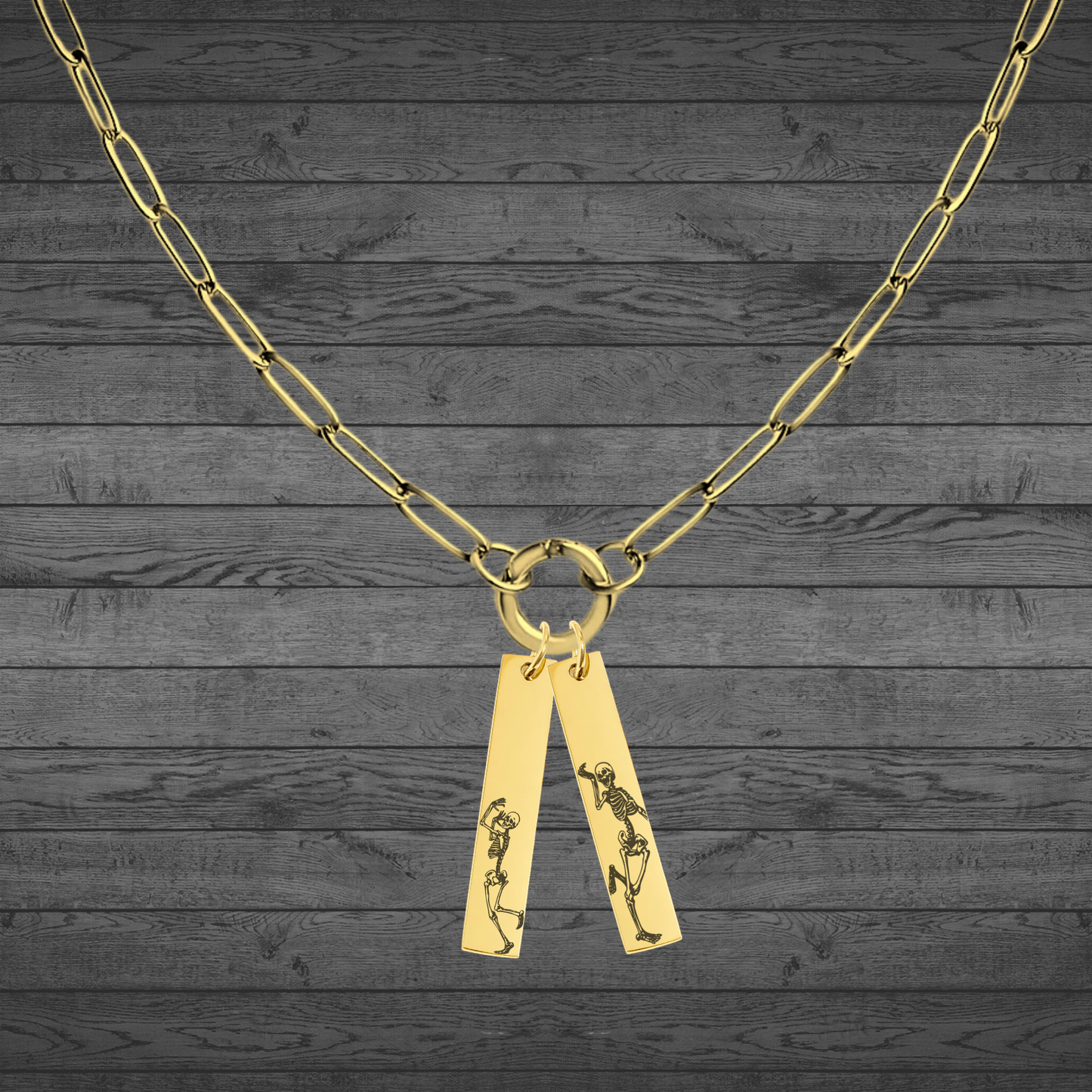 Text, Handwriting or Drawing Laser Engraved Gold Bar Pendant