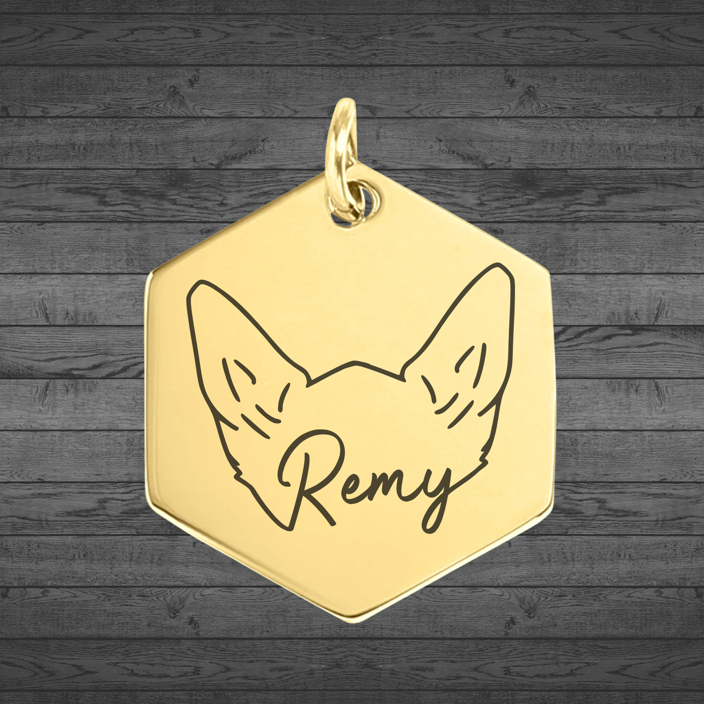 Text, Handwriting or Drawing Laser Engraved Gold Hexagon Pendant