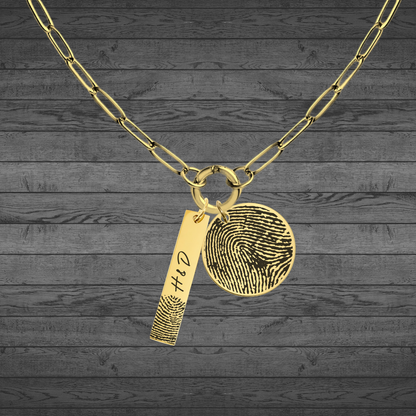 Fingerprint Engraved Large Circle Pendant