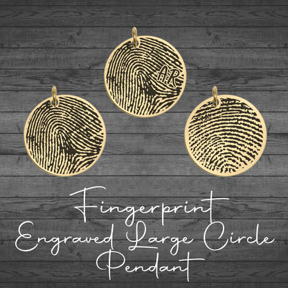 Fingerprint Engraved Large Circle Pendant