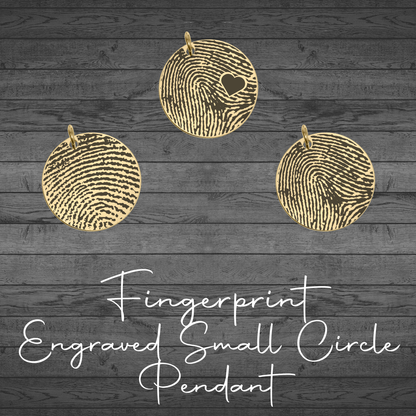 Fingerprint Engraved Gold Small Circle Pendant