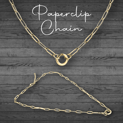 Gold Paperclip Chain Necklace with Mini Circle Carabiner