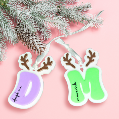 Custom Initial Reindeer Ornament - Acrylic