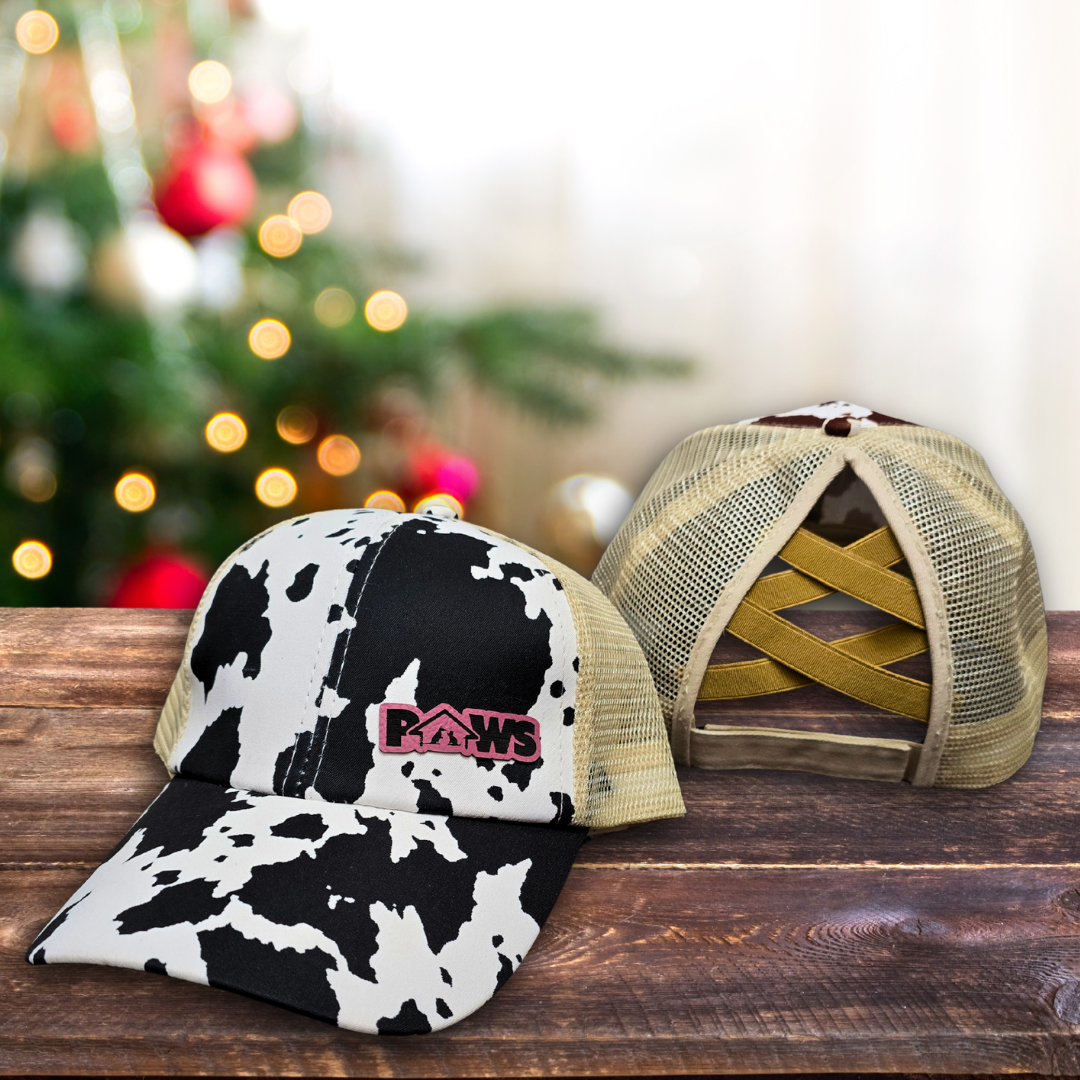 PAWS Distressed Ponytail Hat