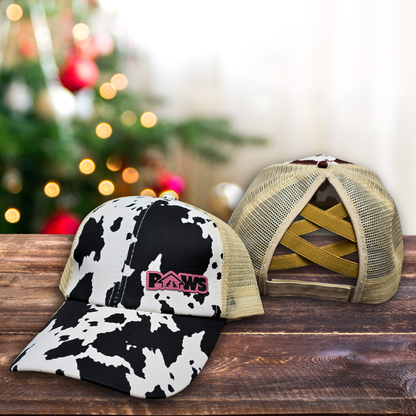 PAWS Distressed Ponytail Hat