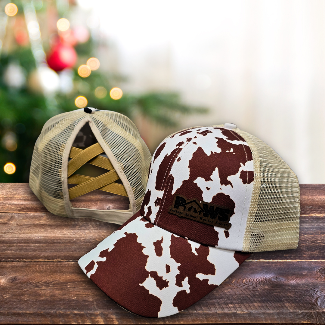 PAWS Distressed Ponytail Hat
