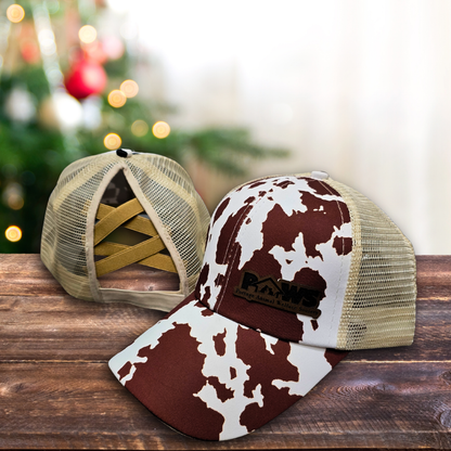 PAWS Distressed Ponytail Hat