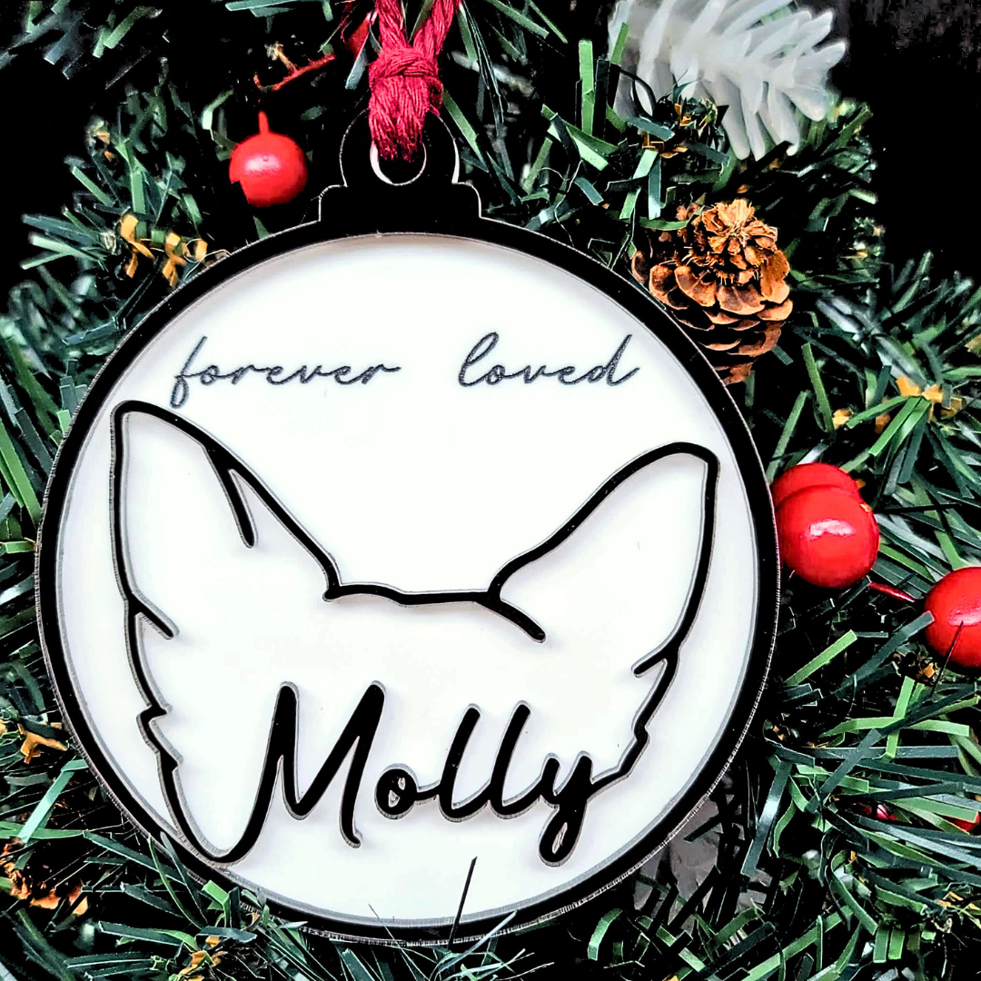 PAWS Custom Pet Ears Christmas Ornament