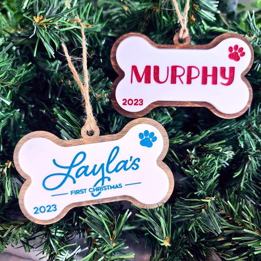 PAWS Bone Shaped Custom Pet Ornament