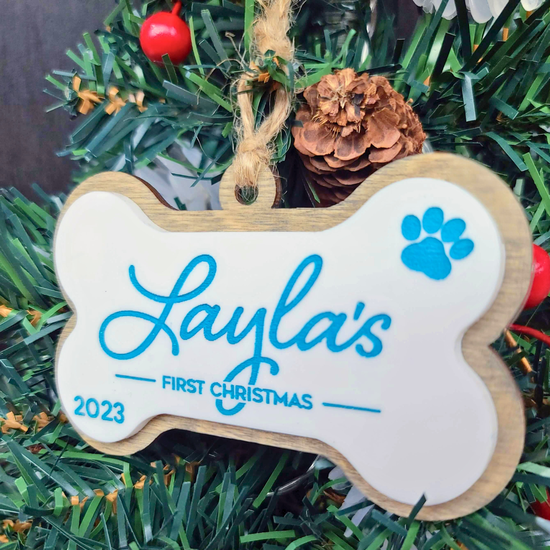 PAWS Bone Shaped Custom Pet Ornament