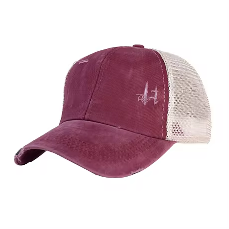 Distressed Ponytail Hat - Custom Engraved Leather Patch Available