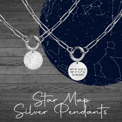 Star Map Custom Engraved Silver Pendants