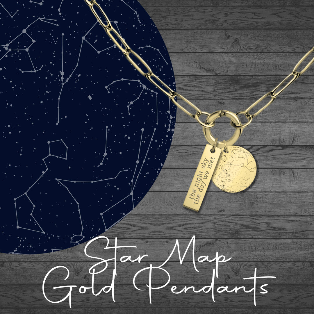Star Map Custom Engraved Gold Pendants