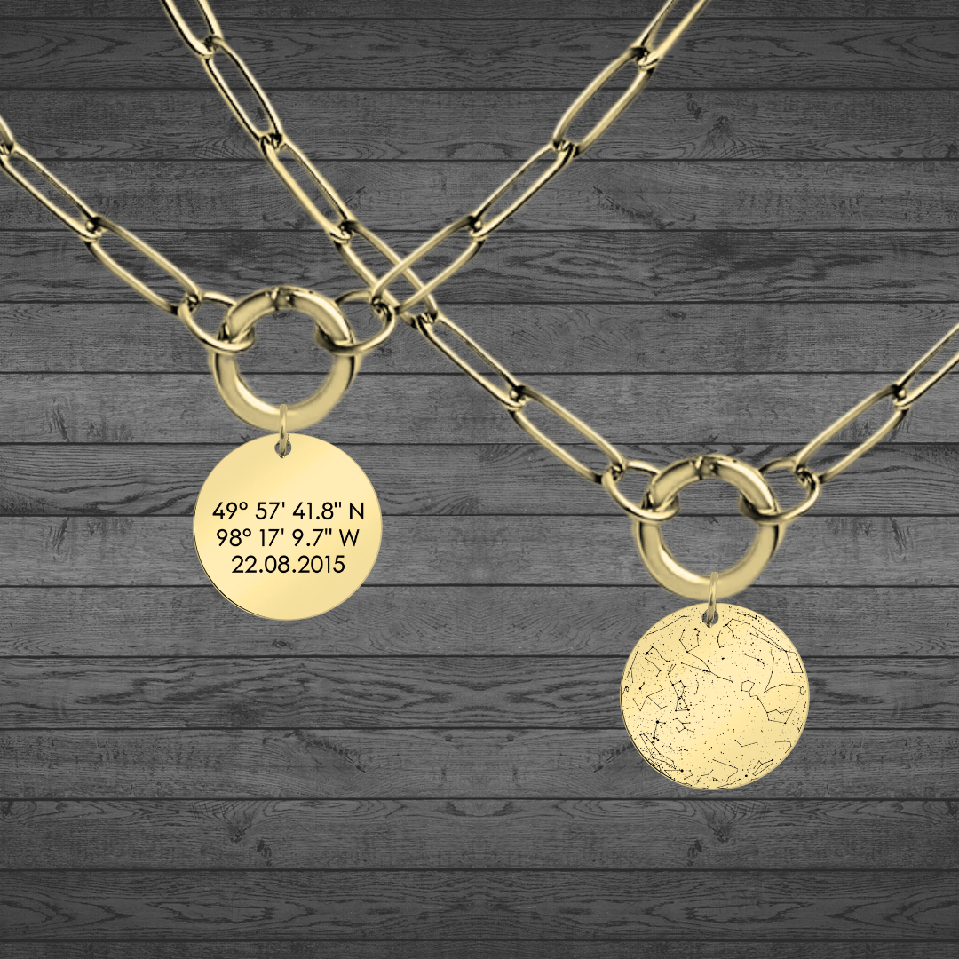 Star Map Custom Engraved Gold Pendants