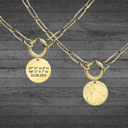 Star Map Custom Engraved Gold Pendants