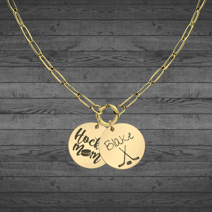 Text, Handwriting or Drawing Laser Engraved Gold Large Circle Pendant