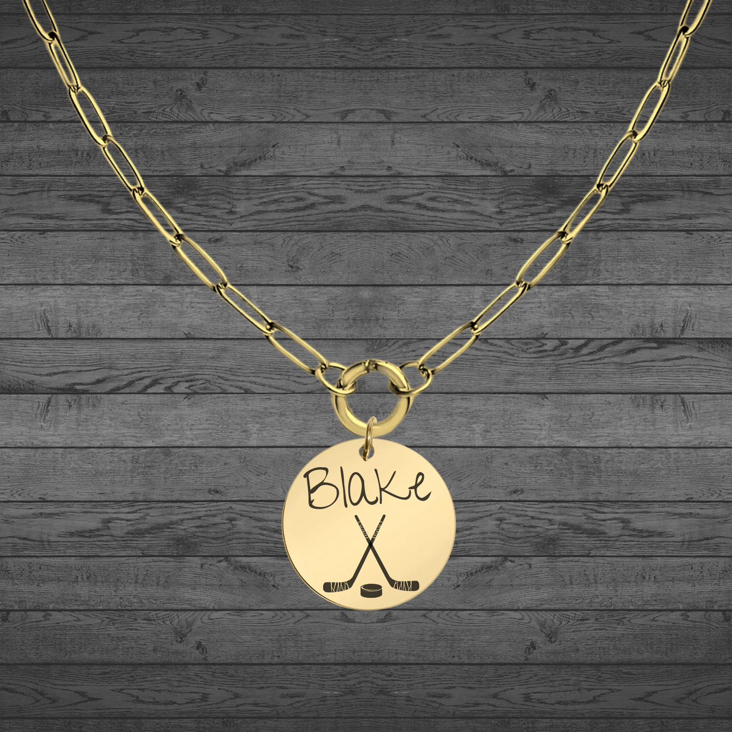 Text, Handwriting or Drawing Laser Engraved Gold Large Circle Pendant