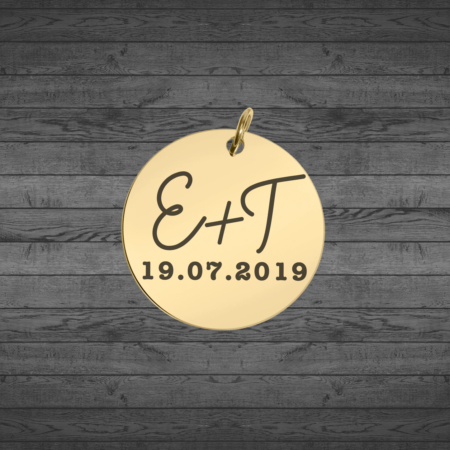 Text, Handwriting or Drawing Laser Engraved Gold Small Circle Pendant