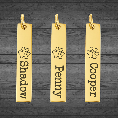 Text, Handwriting or Drawing Laser Engraved Gold Bar Pendant