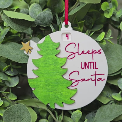 Sleeps Until Santa Countdown Ornament